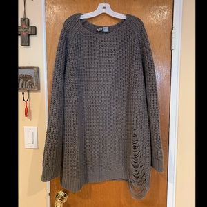 H & M Grey Sweater with left slash detail.